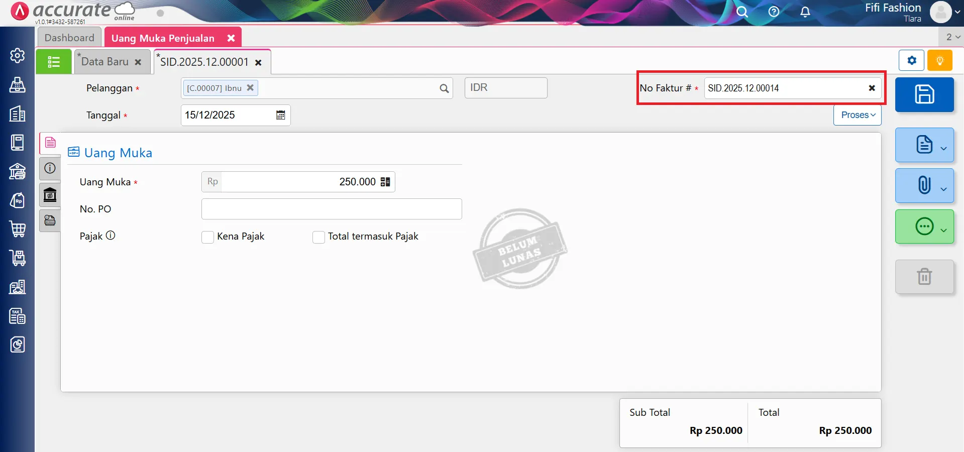 Mengatur counter penomoran transaksi
